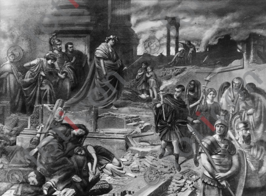 Nero beim Großen Brand Roms | Nero at the Great Fire of Rome - Foto simon-107-045-sw.jpg | foticon.de - Bilddatenbank für Motive aus Geschichte und Kultur